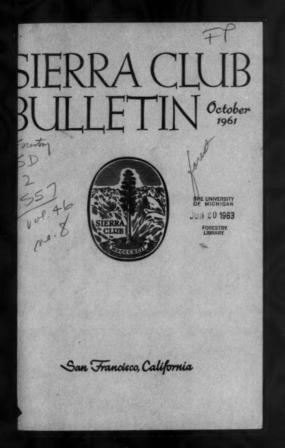 Sierra Club Bulletin 1961 Vol 46 No 8 October thumbnail